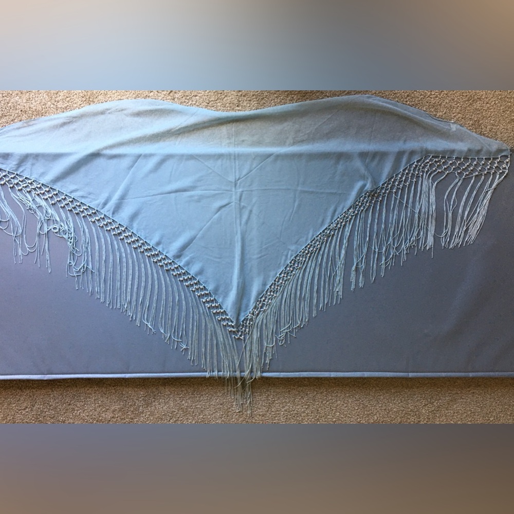Light Blue Fringe Hip Scarf /Sarong With white pearls